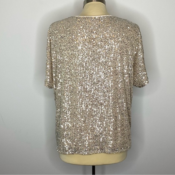 MELLODAY Cream Sequin Dolman Sleeve Top - Picture 2 of 8